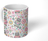 Mok - Koffiemok - Katten - Bloemen - Regenboog - Kinderen - Patroon - Mokken - 350 ML - Beker - Koffiemokken - Theemok
