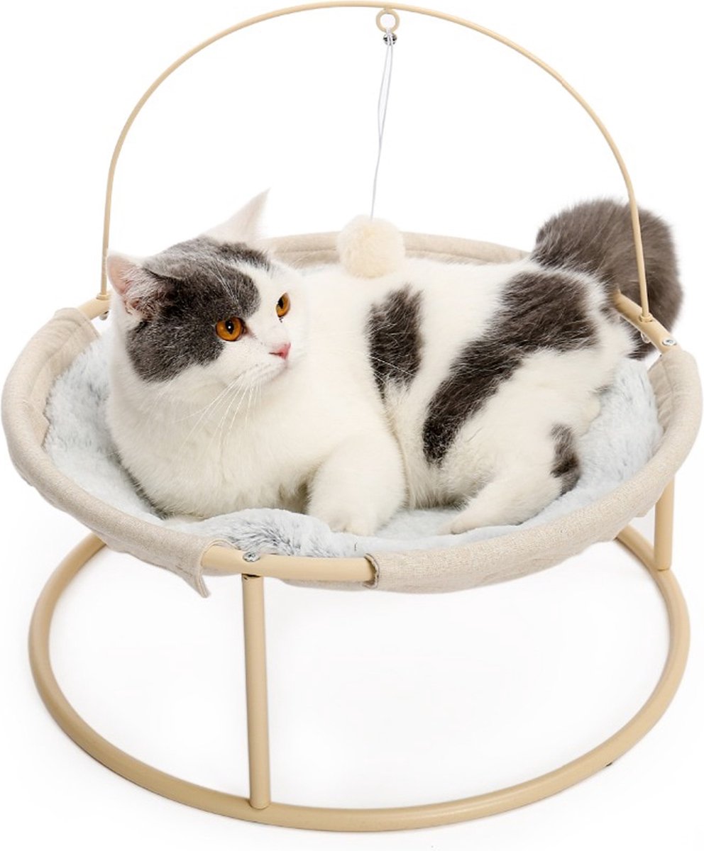 Happyment® Luxe Dierenmand – Kattenmand – Hondenmand – Kattenbed – Pluche – Beige – 45Cm – Black Friday – Sinterklaas – Kerstcadeau