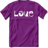Cat Love - Katten T-Shirt Kleding Cadeau | Dames - Heren - Unisex | Kat / Dieren shirt | Grappig Verjaardag kado | Tshirt Met Print | - Paars - XL