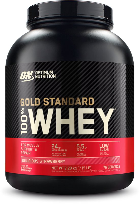 Optimum Nutrition Gold Standard 100% Whey Protein - Delicious Strawberry - Proteine Poeder - Eiwitshake - 71 doseringen (2270 gram)