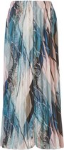 Dames plisse rok elastische tailleband - designprint - lang   - zwart/petrol/zalm | Maat S-M