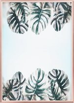 Poster Met Metaal Rose Lijst - Tropische Bladeren Poster