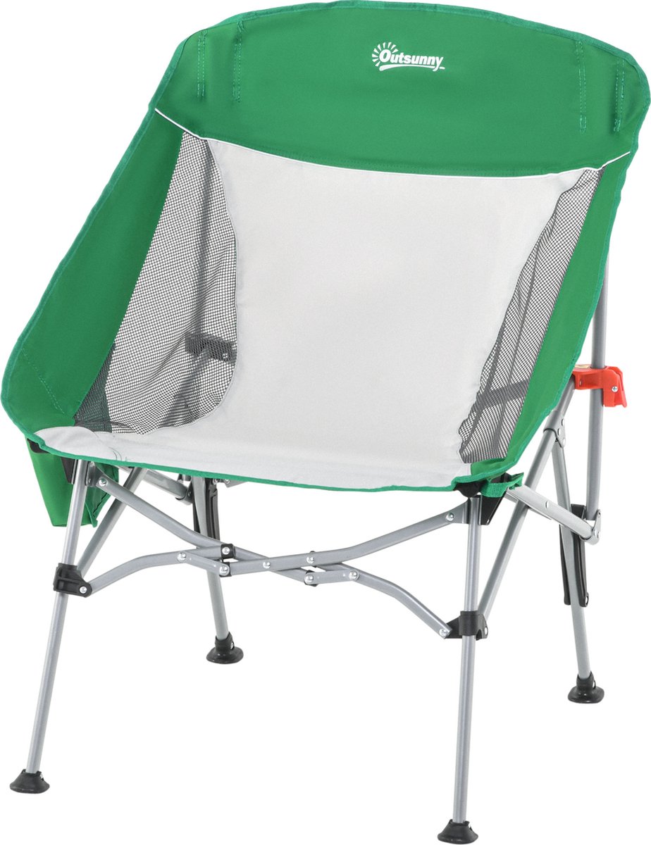 Outsunny Campingstoel klapstoel draagtas outdoor belastbaar tot 150 kg groen + zilver A20-199
