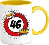 46 Jaar Verkeersbord Mok met tekst | Grappig Verjaardag Beker Cadeau | Bedrukte Koffie en Thee Mokken | Zwart | 330 ML