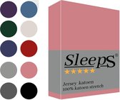 Sleeps Jersey Hoeslaken - Roze Lits-Jumeaux 180x200/220 cm - 100% Katoen - Hoge Hoek - Heerlijk Zacht Gebreid - - Strijkvrij - Rondom elastiek - Stretch -