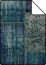 Proefstaal Origin Wallcoverings behang kelim patchwork smaragd groen - 347467 - 26,5 x 21 cm