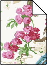 Proefstaal Origin Wallcoverings behang paradijsvogels roze - 326151 - 26,5 x 21 cm