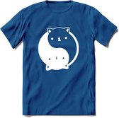 Ying Yang Kat - Katten T-Shirt Kleding Cadeau | Dames - Heren - Unisex | Dieren shirt | Grappig Verjaardag kado | Tshirt Met Print | - Donker Blauw - L