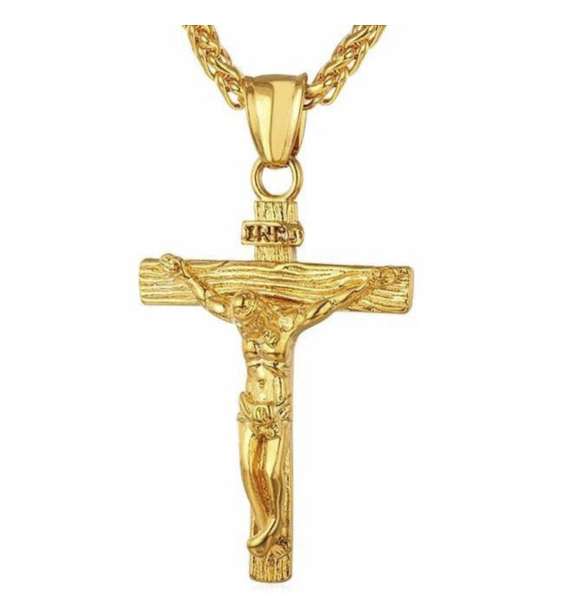 Cabantis Kruis Ketting (Rozenkrans) - Ketting Dames - Ketting Heren - Cadeau Voor Vrouw - Cadeau Voor Man - Sieraden - Rozenkrans Goudkleurig
