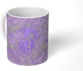 Mok - Marmer print - Paars - Luxe - Patroon - Mokken - 350 ML - Beker - Uitdeelcadeautjes