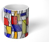 Mok - Mondriaan - Kubisme - Kunst - Patronen - Mokken - 350 ML - Beker - Uitdeelcadeautjes