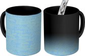 Magische Mok - Foto op Warmte Mokken - Koffiemok - Letters - Blauw - Pastel - Design - Magic Mok - Beker - 350 ML - Theemok