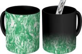 Magische Mok - Foto op Warmte Mokken - Verf - Groen - Marmer print - Abstract - Design - Magic Mok - Beker - 350 ML - Uitdeelcadeautjes