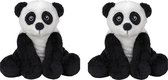 Set van 2x stuks pluche knuffel panda beer van 19 cm - Speelgoed knuffeldieren pandas