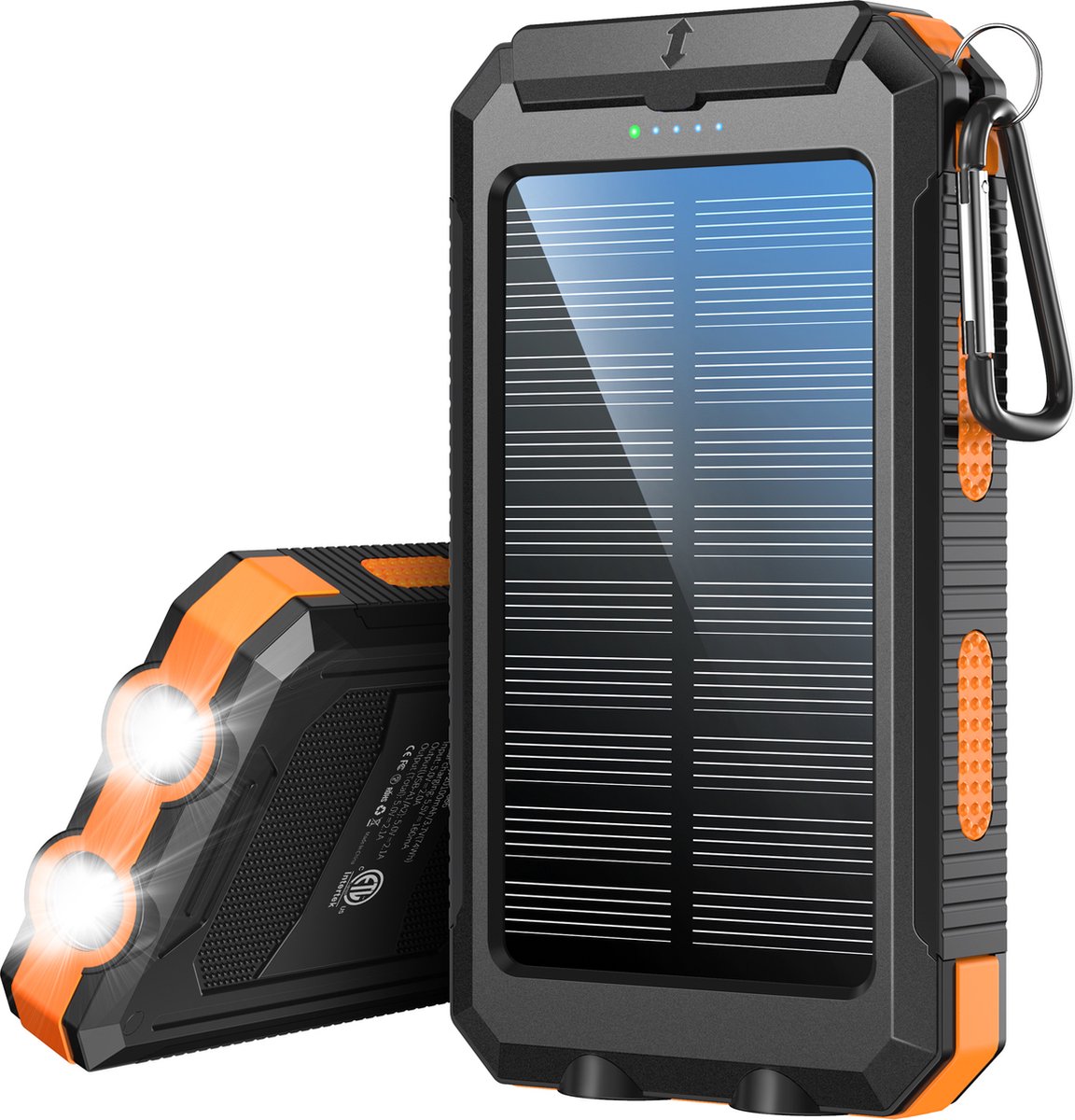 PuroTech Solar Powerbank met 30000 mAh - Zonne Energie - 2x USB - USBC / Micro-USB -Geschikt voor IPhone en Samsung - Mobiele oplader