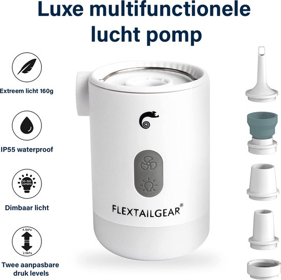 Flextail Gear Max Pump 2 Pro Luchtbedpomp - 4 in 1 - Luchtpomp, Lantaarn, Vacuümpomp, Noodpowerbank - Wit van Flextail Gear — afbeelding 2
