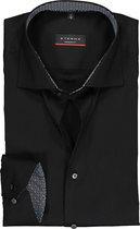 ETERNA modern fit overhemd - superstretch lyocell - zwart (zwart-grijs dessin contrast) - Strijkvriendelijk - Boordmaat: 46