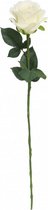 kunstbloem Rose 51 cm wit/groen