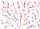 muursticker Peach Branch dames groen/roze 20-delig
