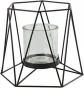 bloempot Hexagon 23,5 x 20 cm staal/nikkel zwart