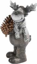 kerstfiguur Eland Manny 18 x 29 cm keramiek grijs