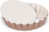 quichevorm Mini met losse bodem 10 cm staal koper/beige