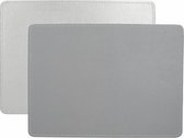 placemats 29 x 21,5 cm kunstleer zilver 4 stuks