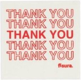 onderzetter Thank You 10 x 10 cm PVC wit/rood 4 stuks