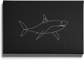 Walljar - Shark Line Art - Muurdecoratie - Canvas schilderij