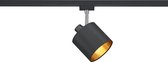 LED Railverlichting - Track Spot - Nitron Dual Torry - 2 Fase - E14 Fitting - Rond - Mat Zwart/Goud - Textiel