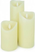 led-kaarsen 12,5 / 17 / 22,5 cm wax beige 3 stuks