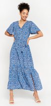 LOLALIZA Maxi wikkeljurk - Blauw - Maat 36