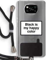Case Company® - Poco X3 Pro hoesje met Koord - Black is my happy color - Telefoonhoesje met Zwart Koord - Bescherming aan alle Kanten en Over de Schermrand