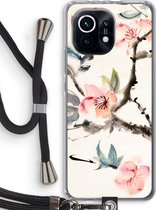 Case Company® - Xiaomi Mi 11 hoesje met Koord - Japanse bloemen - Telefoonhoesje met Zwart Koord - Bescherming aan alle Kanten en Over de Schermrand