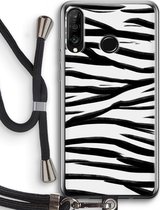 Case Company® - Huawei P30 Lite hoesje met Koord - Zebra pattern - Telefoonhoesje met Zwart Koord - Bescherming aan alle Kanten en Over de Schermrand