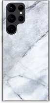 Case Company® - Samsung Galaxy S22 Ultra hoesje - Witte marmer - Soft Cover Telefoonhoesje - Bescherming aan alle Kanten en Schermrand
