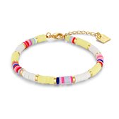 Twice As Nice High fashion armband, fimo beads, geel wit  18 cm