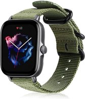 Nylon Smartwatch bandje - Geschikt voor  Amazfit GTS 3 nylon gesp band - groen - Strap-it Horlogeband / Polsband / Armband