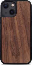 Coque Kudu MagSafe pour iPhone 13 - Coque arrière en bois - Fabriquée à la Handgemaakt et finie avec du TPU durable - Noyer - Zwart