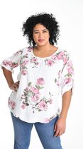 Paprika Dames Linnen hemd bedrukt met rozen - Blouse - Maat 52