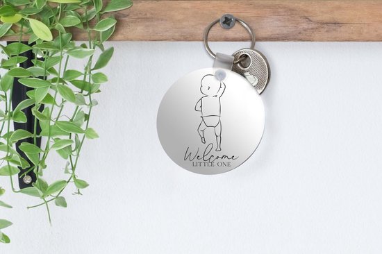 Porte-clés - Bébé - Welcome little one - Proverbes - Geborote - citations - Plastique - Rond - Distribuer des cadeaux