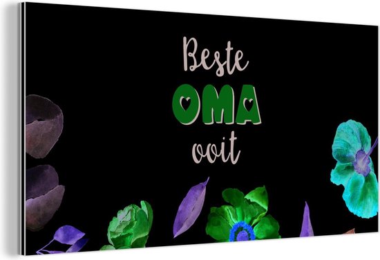 Décoration murale Métal - Peinture Aluminium Industriel - Grand-mère - Dictons - Meilleure grand-mère de tous les temps - Citations - 160x80 cm - Dibond - Photo sur aluminium - Décoration murale industrielle - Pour le salon/chambre