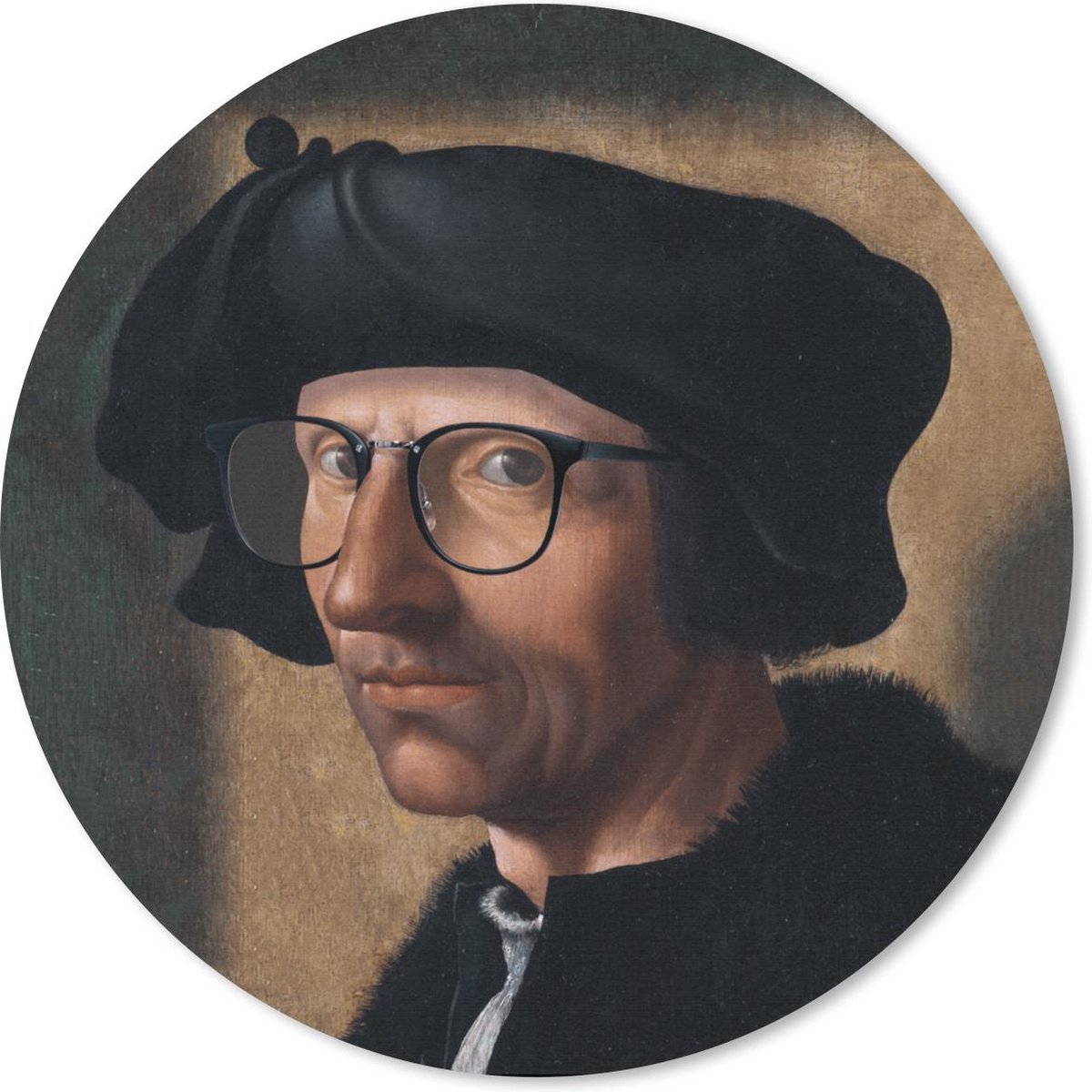 Muismat rond 30x30 cm - Mousepad Kunst - Bril - Portret - Ronde muismatten