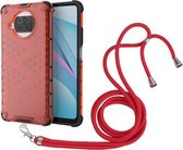 Voor Xiaomi Mi 10T Lite 5G Schokbestendige Honingraat PC + TPU Case met Nekkoord (Rood)