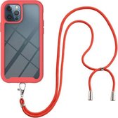 Starry Sky Solid Color Series Schokbestendige pc + TPU-beschermhoes met nekriem voor iPhone 12 / 12 Pro (rood)