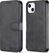 AZNS Kalf Textuur Horizontale Flip Leren Case met Houder & Kaartsleuven & Portemonnee & Fotolijst Voor iPhone 13 mini (Zwart)