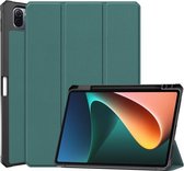 Voor Geschikt voor Xiaomi Pad 5 Custer Patroon Pure Kleur TPU Smart Tablet Holster met Slaapfunctie & 3-voudige Houder & Pen Slot (Donkergroen)