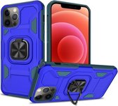 Knight Cool Series PC + TPU schokbestendig hoesje met magnetische ringhouder voor iPhone 12/12 Pro (donkerblauw + zwart)