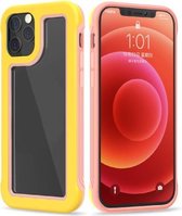 Crystal PC + TPU schokbestendig hoesje voor iPhone 11 Pro (geel + roze)