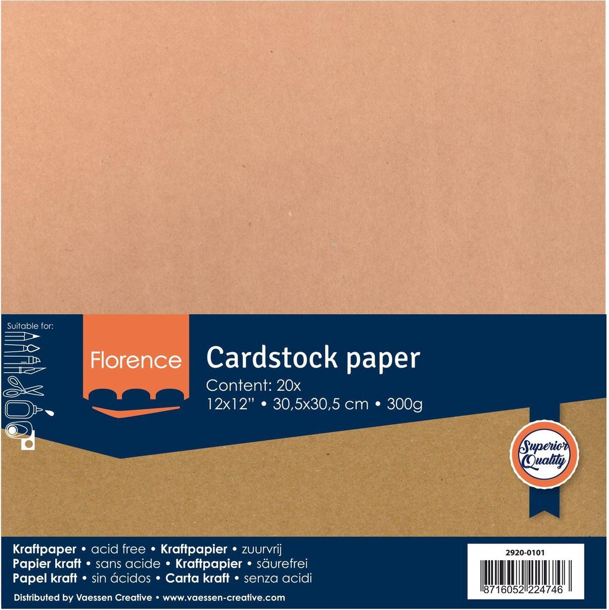 Florence • Cardstock Kraft smooth 30,5x30,5cm 20pcs